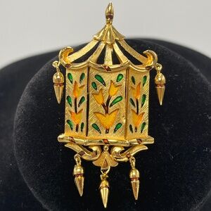 TRIFARI Enameled Pagoda Dangle Brooch/Pendant